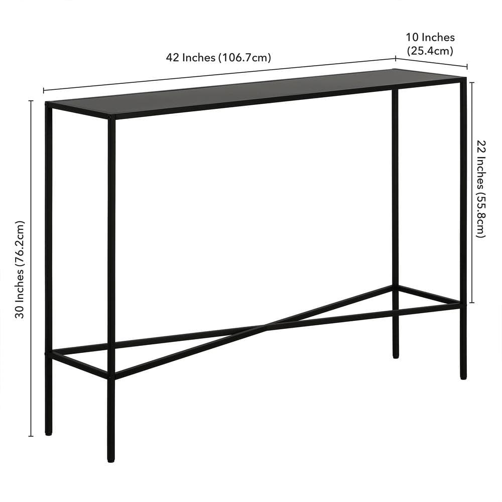 Henley 42" Blackened Bronze Metal and Glass Console Table