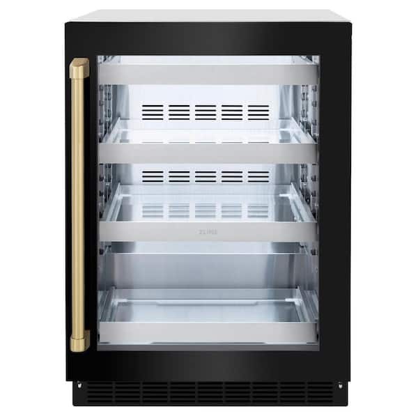 Touchstone 24 in. Single Zone 151 Can Beverage & Wine Cooler with Glass Door in Black Stainless Steel & Champagne Bronze