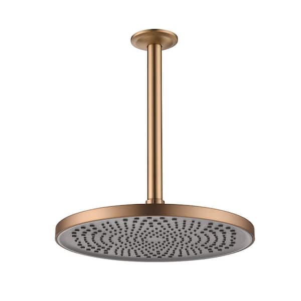 WELLFOR 1-Spray Patterns with 1.8 GPM 10 in. Ceiling Mount Fixed Shower Head in Gold