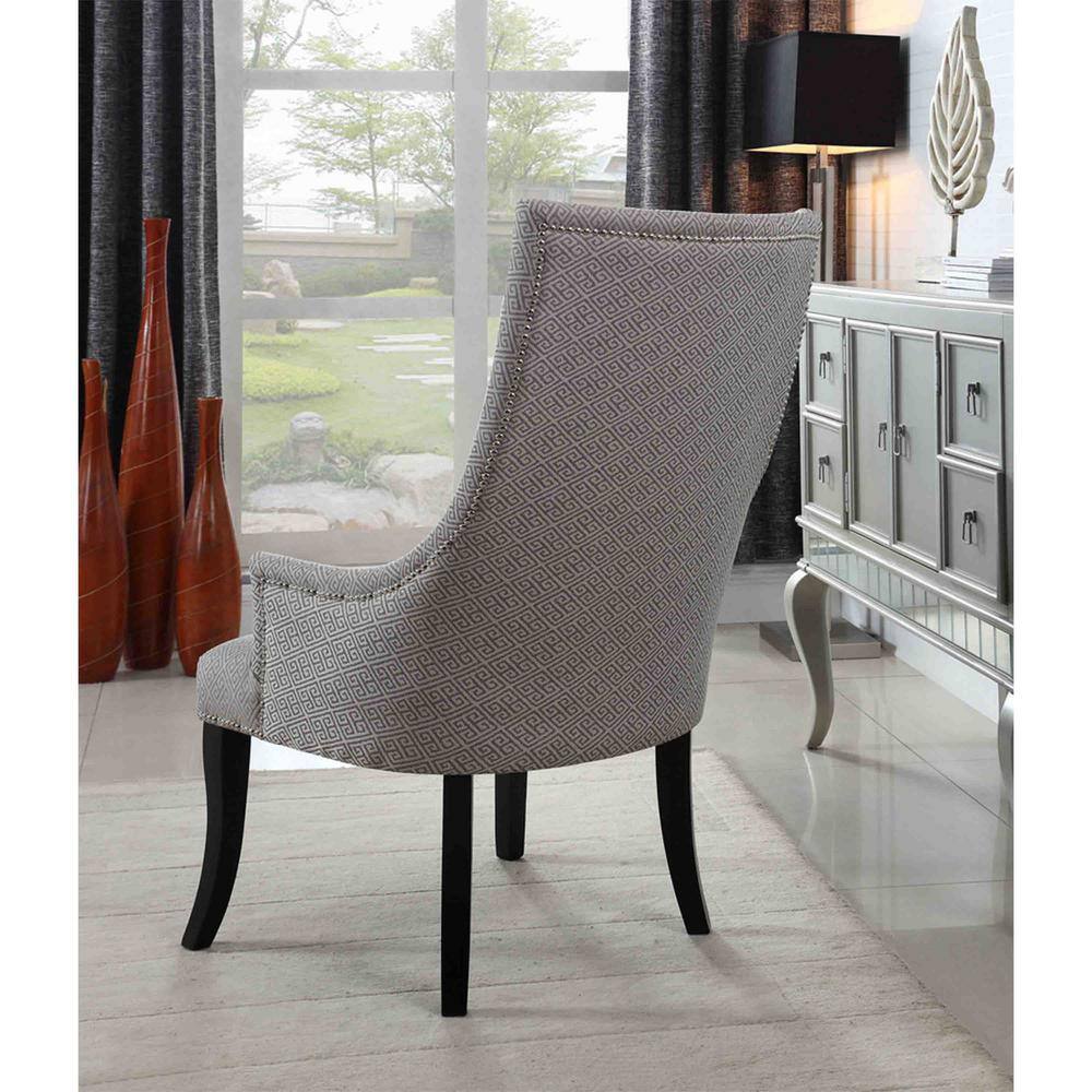 Gray and Taupe Wood Accent Chair with Nailhead Trim