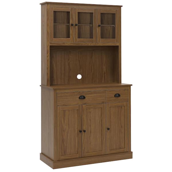 VEIKOUS 71 in. Kitchen Storage Pantry Cabinet Closet with Wood Grain, Doors and Adjustable Shelves, Light Walnut