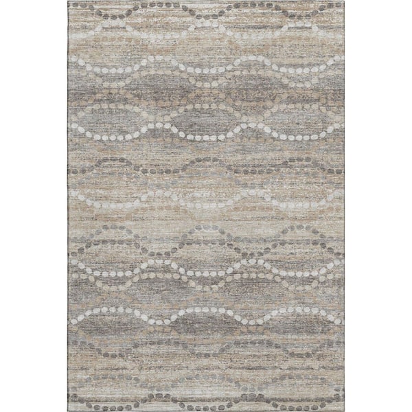 Mayfield Premium Machine Washable Abstract AMF2030 Beige 8 ft. x 10 ft. Area Rug