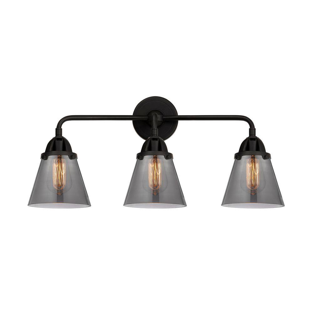 Cone 24.25 in. 3-Light Matte Black Vanity Light with Glass Shade price history on PriceWatchPro
