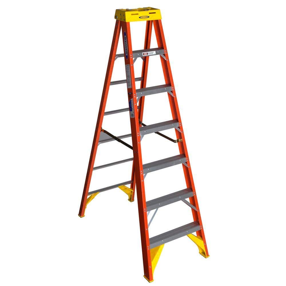 Werner Step Ladder 7 Ft Fiberglass 300 Lb Load Capacity Type Ia Duty Rating for sale online 