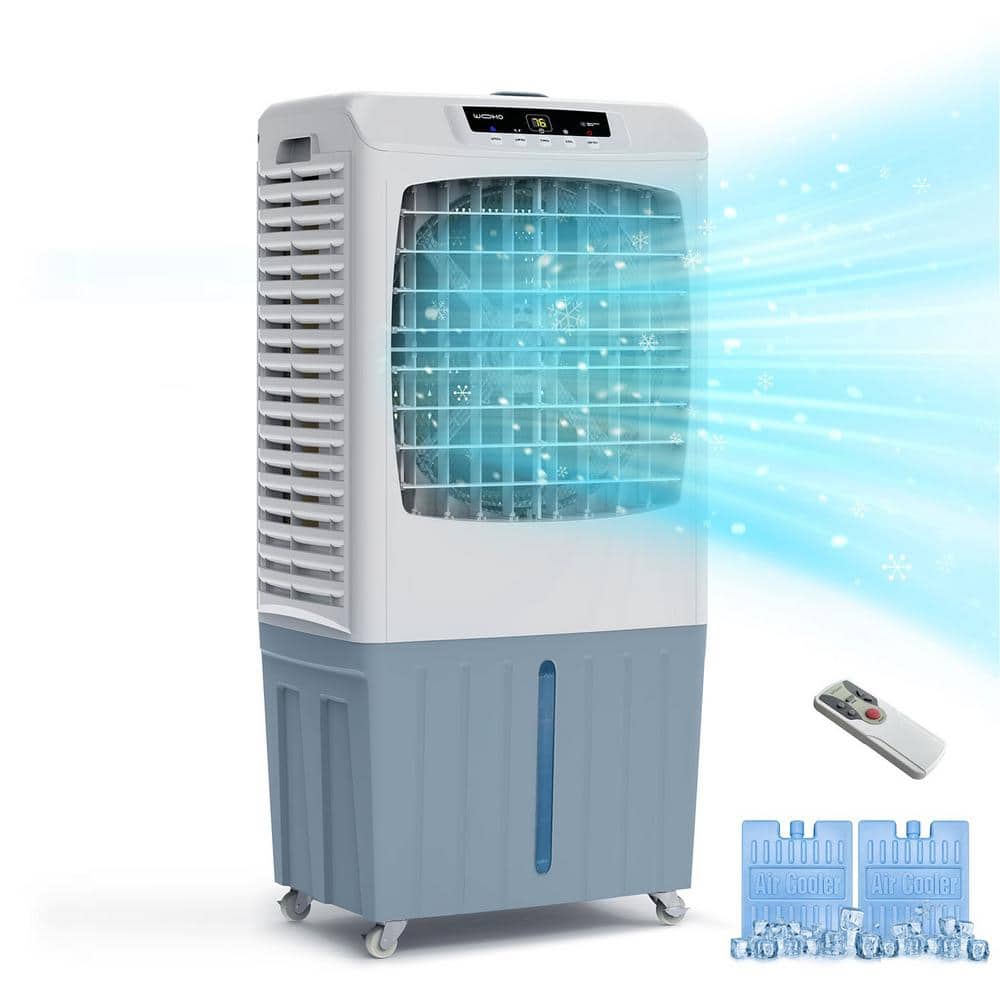 Gray and White Portable Evaporative Cooler with Remote Control