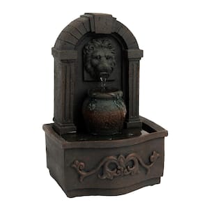 8.5 in. Indoor Classic Lion Head Waterfall Tabletop Water Fountain