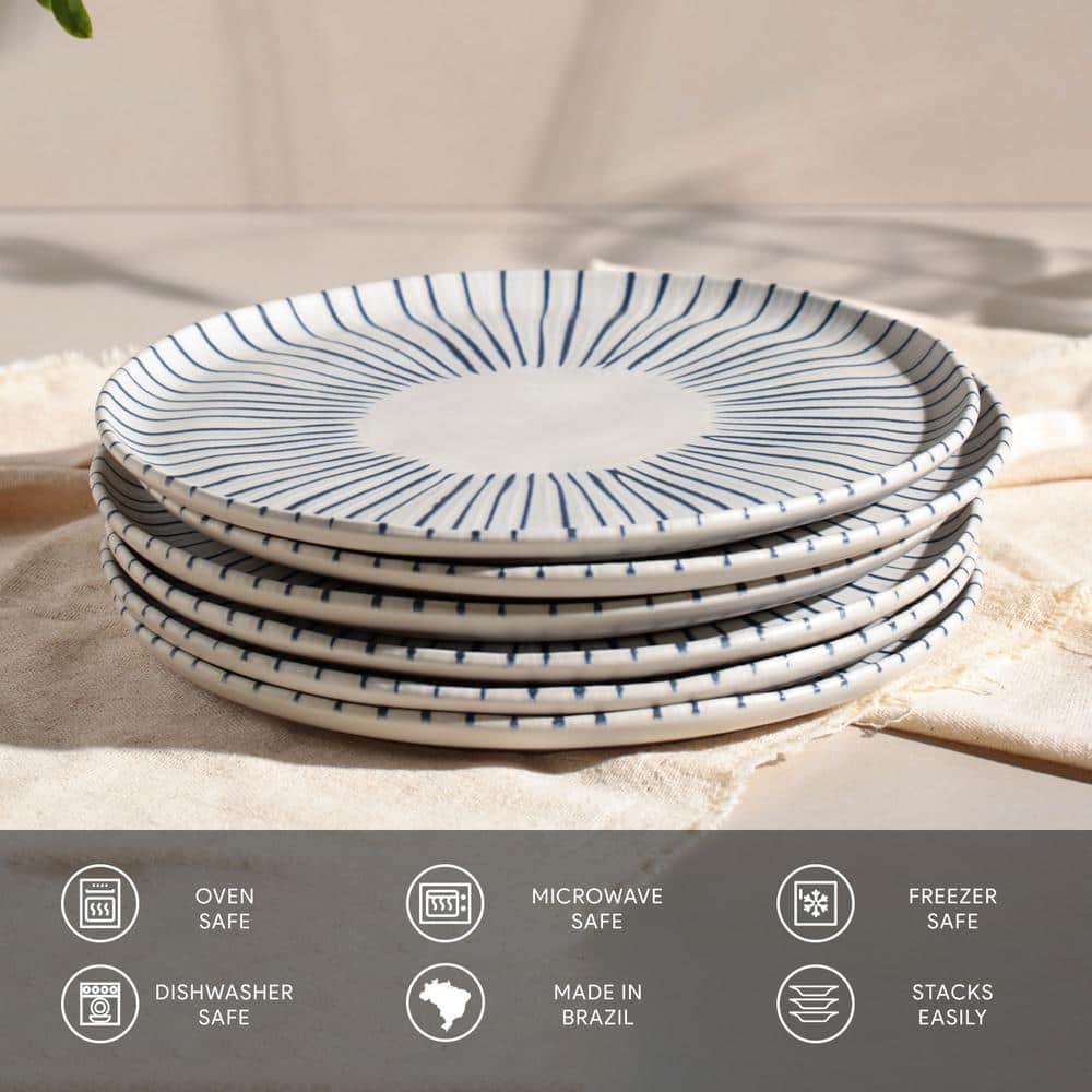 Handcrafted Blue and White Porcelain Dinner Plates, Set of 6