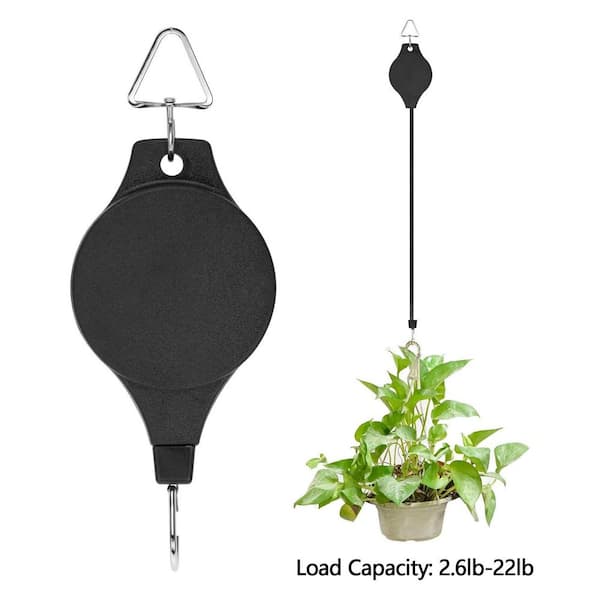 Unbranded Black Retractable Plant Pulley Hanger, Adjustable Height Heavy  Duty Indoor Outdoor Hanging Hook with Auto Lock (4-Pack) LR1029-11