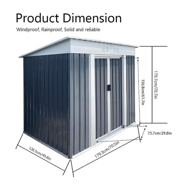6 ft. W x 4 ft. D Metal Shed with Double Door (24 sq. ft. )