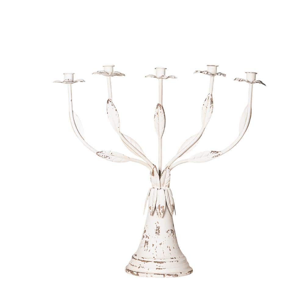 Vintage Metal Outdoor Candle Holders-Elegant Off-White Design for Garden De