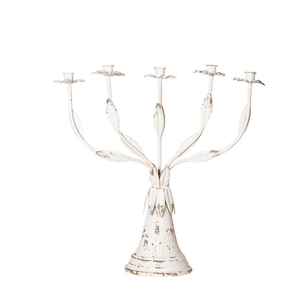 Vintage Metal Outdoor Candle Holders-Elegant Off-White Design for Garden Decor Romantic Weddings and Festive Candelabra