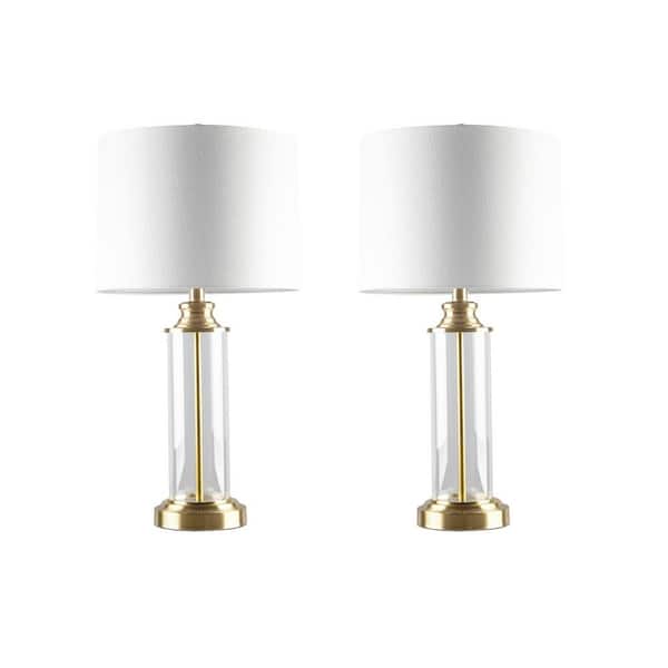 Opal 26 in. Gold Glass Table Lamp with Cotton Shade