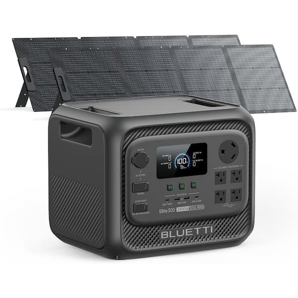 2400W Output 3014Wh Power Station LiFePO4 Battery Generator with 2*200W Solar Panels for Home Backup and RVs