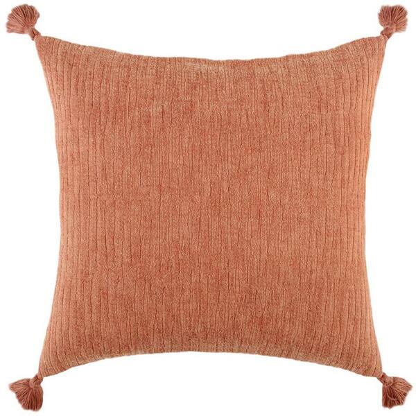 HomeRoots Terra Cotta Solid Polyester 20 in. x 20 in. Throw Pillow