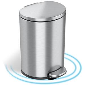 SoftStep 3 Gal. Semi-Round Stainless Steel Step Trash Can with Odor Control System and Inner Bin for Bathroom, Kitchen