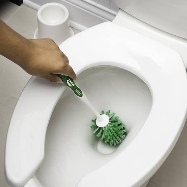 Clorox Poly Fiber Toilet Brush with Brush Holder in the Toilet
