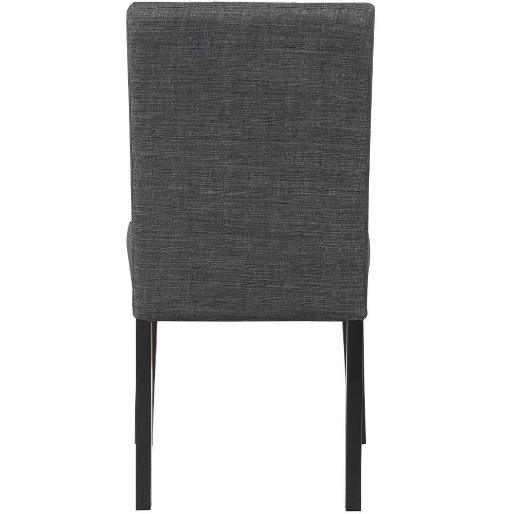 Kusa 45" Round Black Engineering Stone Dining Set with Gray Upholstered Chairs