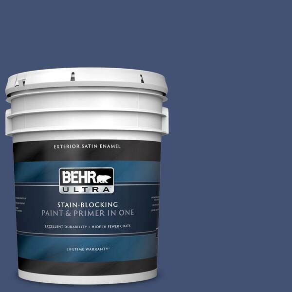 BEHR ULTRA 5 gal. #UL240-22 Signature Blue Satin Enamel Exterior Paint and Primer in One