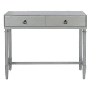 Aliyah 13 in. Distressed Gray Rectangle Wood Console Table with Drawer