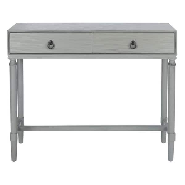 SAFAVIEH Aliyah 13 in. Distressed Gray Rectangle Wood Console Table with Drawer