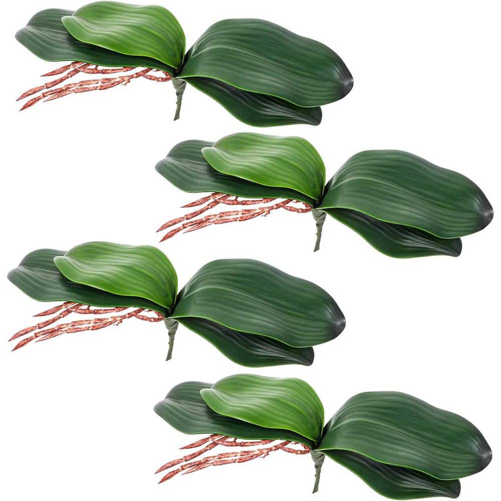 4 Pack 8 in. Artificial Green Indoor/Outdoor Phalaenopsis Orchid
