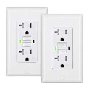 20A GFCI Outlet Receptacle Self-Test 2-Pack with LED Indicator, Wall plate Included, White