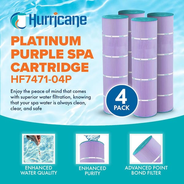 Hurricane 4 Pack HF7471-04P Platinum Purple Pool Filter Cartridge
