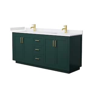 Miranda 72 in. W x 22 in. D x 33.75 in. H Double Bath Vanity in Green with White Cultured Marble Top