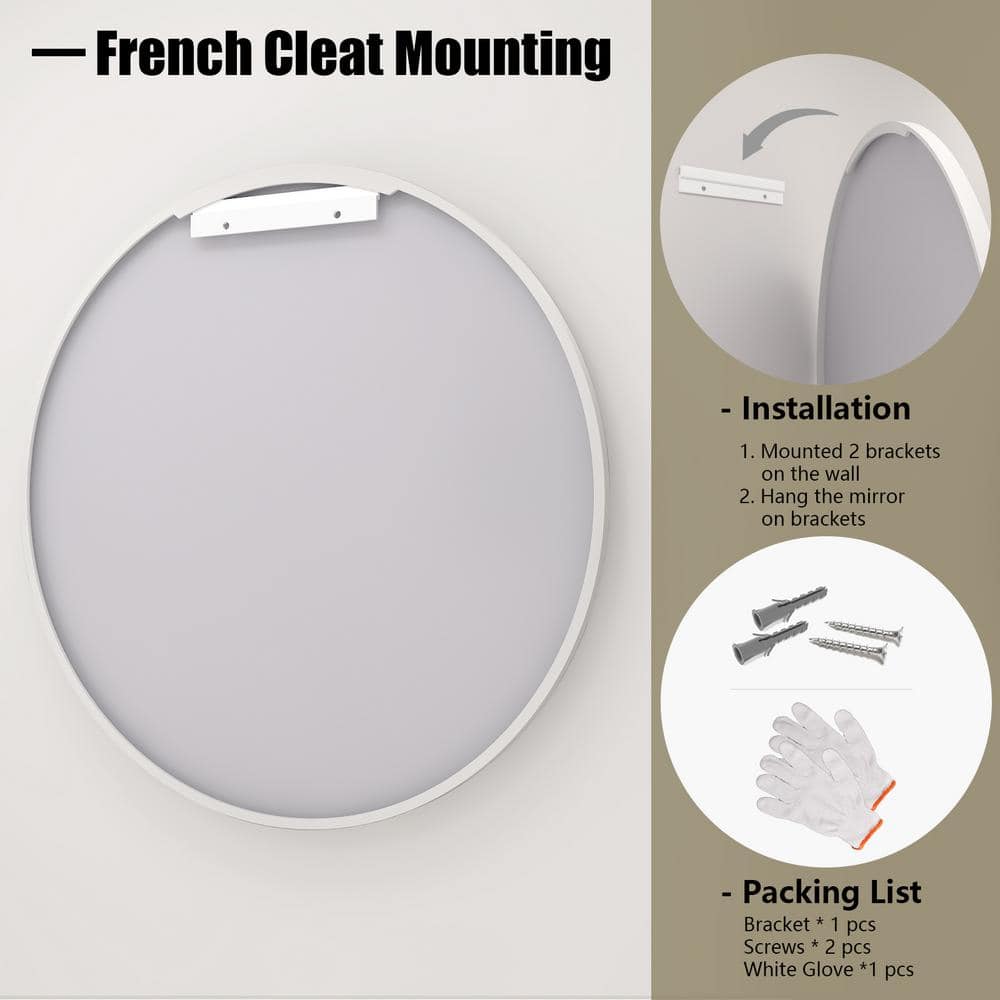 18" Round Silver Aluminum Vanity Mirror with Fog-Free Finish