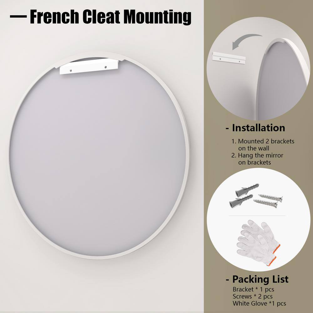 20" Round Silver Aluminum Framed Vanity Mirror