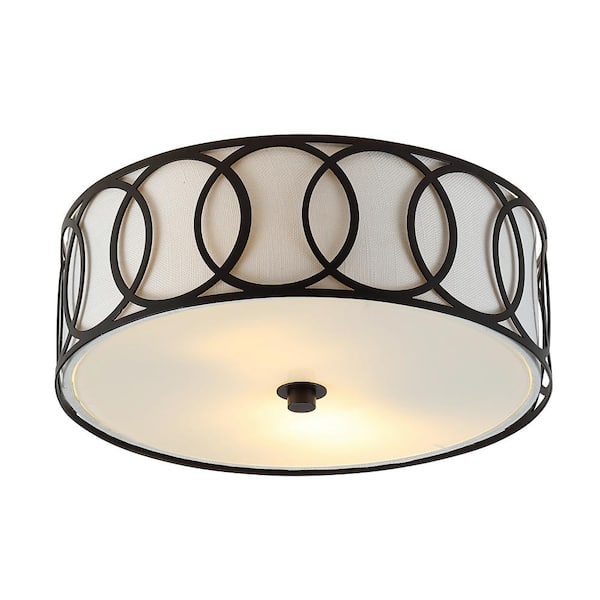 Aria 12.25 in. 2-Light Oil Rubbed Bronze Metal LED Flush Mount