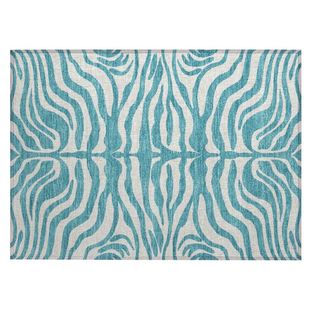 Red Rectangular Synthetic Washable Zebra Print Rug 30" x 20"