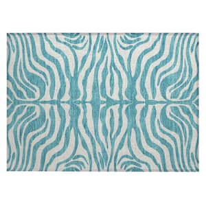 Chantille Machine Washable Indoor/Outdoor Abstract ACN1042 Teal 1 ft. 8 in. x 2 ft. 6 in. Area Rug