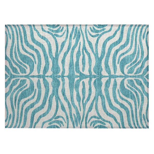Addison Rugs Chantille Machine Washable Indoor/Outdoor Abstract ACN1042 Teal 1 ft. 8 in. x 2 ft. 6 in. Area Rug