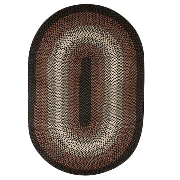 Rhody Rug Woolux Braided Wool Flatweave Oval Rug - 8' x 11' Oval - Black