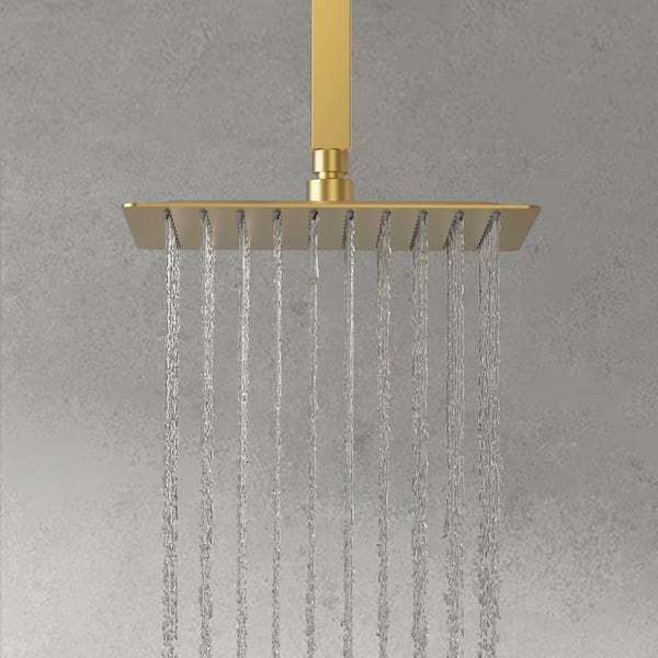 Classic Rain 10 in. Single Handle 2-Spray Shower Faucet 2.5 GPM with Pressure Balance in. Brushed Gold Valve Included