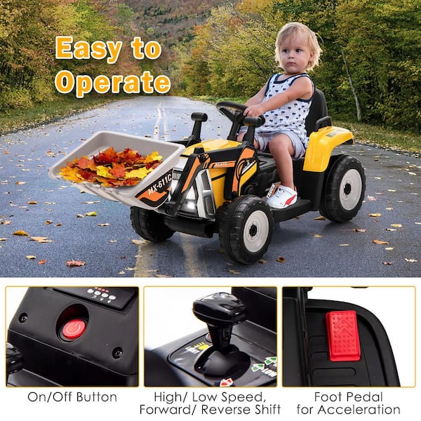 Costway Kids Ride On Excavator Digger 12-Volt Electric