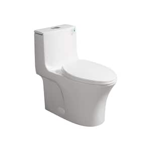 28.5 in. White 1.1/1.60 GPF Dual-Flush One Piece Toilet Water-Saving with Soft Closing Seat, 1000 Gram Map