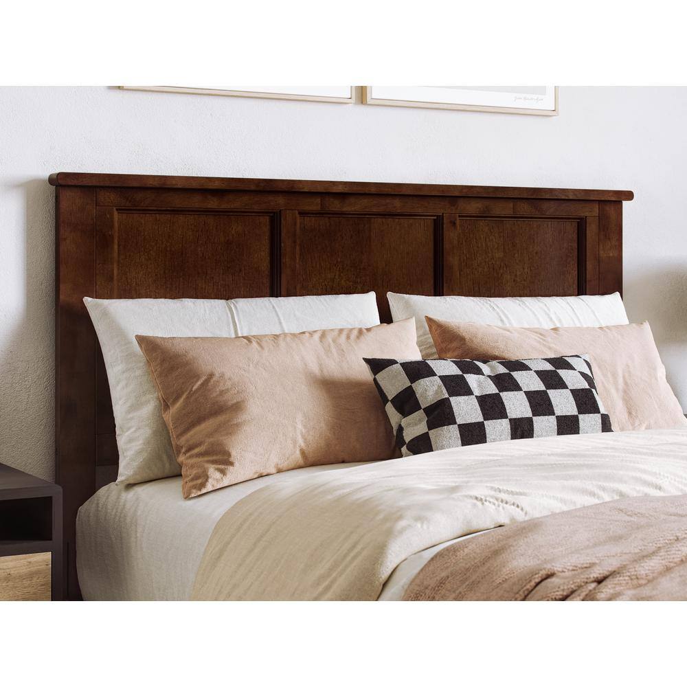 Full Walnut Wood Panel Headboard with USB Charging Station