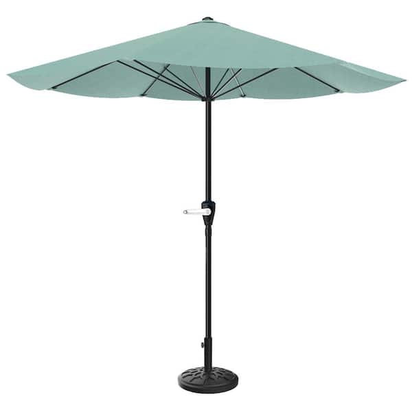 Pure Garden 9 ft. Steel Market Patio Umbrella in Dusty Green