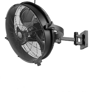 18 in. Matte Black Outdoor 3-Speed High Velocity Max. 5400 CFM Wall Mount Fan