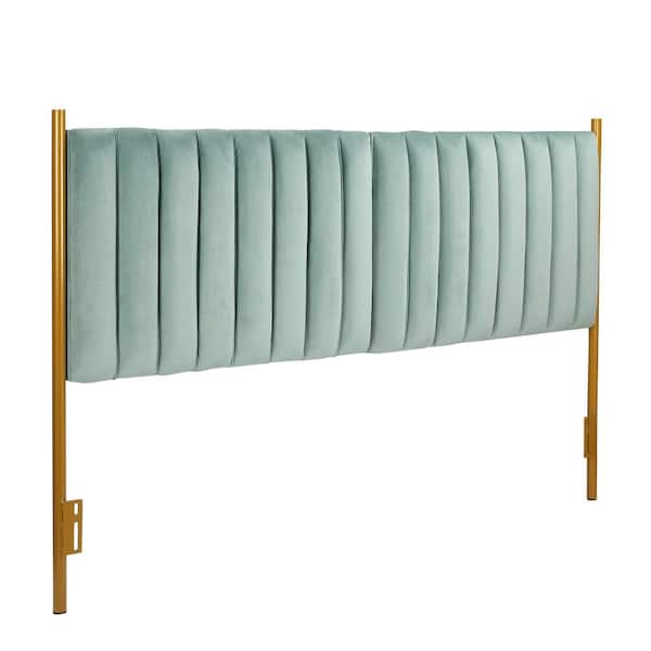 Lumisource Chloe King Upholstered Headboard in Sage Green Velvet and
