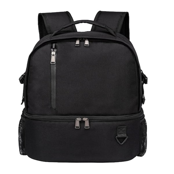 38 Cans Black Double Deck Insulated Cooler Picnic Backpack, Leakproof Lightweight Lunch Bag