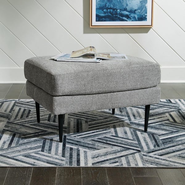 Hazela Gray Polyester Rectangle Cocktail Medium Ottoman