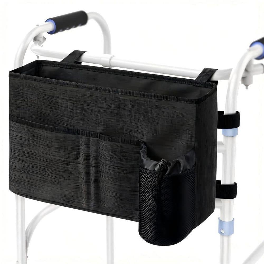 Walker Bag, Secure Fit Walker Basket with Cup Holder, Large Capacity Foldable Walker Accessories for Seniors in Black price history on PriceWatchPro