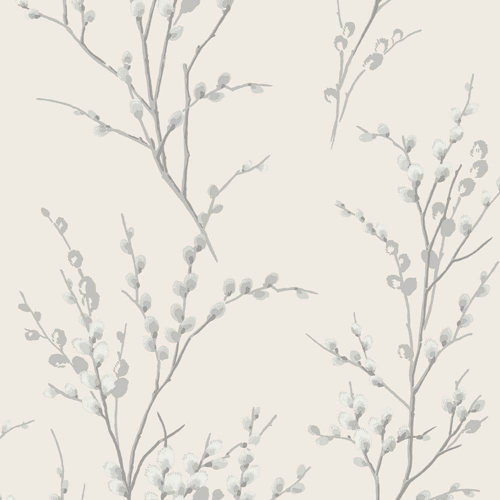 Laura Ashley Country Charm 8-in Off White/Steel Non-Woven Floral 56-sq ft Unpasted Paste The Wall Wallpaper Sample in Off-White | 11335994