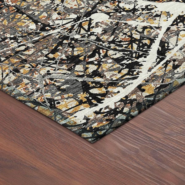 Chantille Machine Washable Indoor/Outdoor Abstract ACN2389 Black 2 ft. x 3 ft. Accent Rug