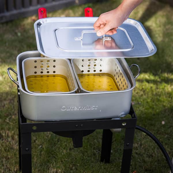outermust 58,000 BTU Propane Deep Fryer with Baskets and Lid