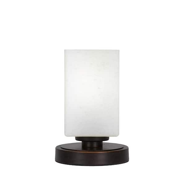 Unbranded Quincy 8.25 in. Dark Granite Accent Lamp with 4 in. Square White Muslin Glass Shade, No Bulb Included
