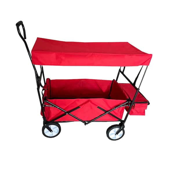 Afoxsos Callapsible wagon Red 4.75 cu. ft. Durable 600 Denier Fabric Shopping Beach Garden Cart